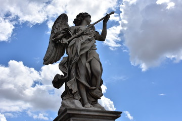 Rome, statues of the angels sculpted by pupils of Bernini in 1669 and placed on the S. Angelo bridge. Details and close-up