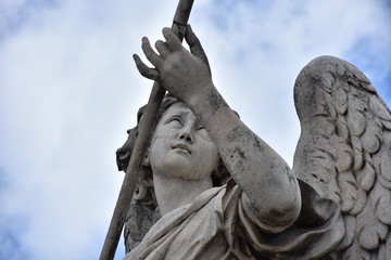Rome, statues of the angels sculpted by pupils of Bernini in 1669 and placed on the S. Angelo bridge. Details and close-up