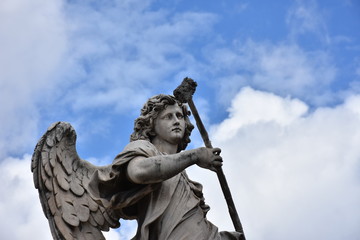 Rome, statues of the angels sculpted by pupils of Bernini in 1669 and placed on the S. Angelo bridge. Details and close-up