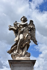 Rome, statues of the angels sculpted by pupils of Bernini in 1669 and placed on the S. Angelo bridge. Details and close-up