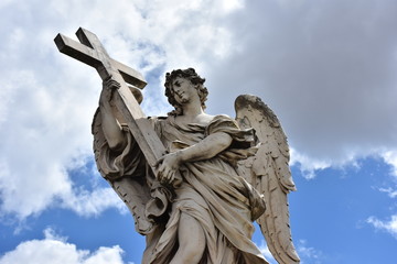 Rome, statues of the angels sculpted by pupils of Bernini in 1669 and placed on the S. Angelo bridge. Details and close-up