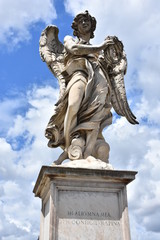 Fototapeta na wymiar Rome, statues of the angels sculpted by pupils of Bernini in 1669 and placed on the S. Angelo bridge. Details and close-up