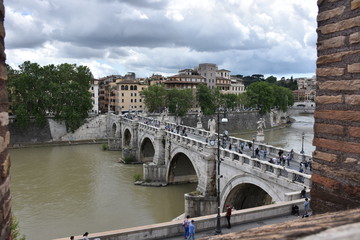 Rome, Panorama S. Angel Castle and Angel bridge. 