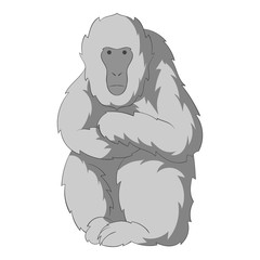 Japanese macaque icon in monochrome style isolated on white background vector illustration