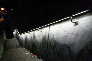 A handrail with a built-in lightning strip for safety reasons and guidance at night. Mounted on a...