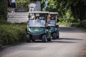 golf carts parked near the resort