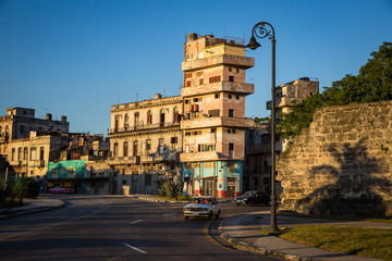 HABANA, CUBA-JANUARY 12: City street on January 12, 2018 in Habana, Cuba. Street view of Habana