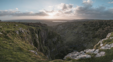 sunset over cheddar gorge