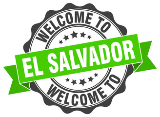 Fototapeta premium El Salvador round ribbon seal