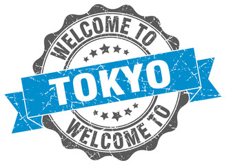 Obraz premium Tokyo round ribbon seal