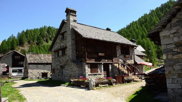 The old native Village in the Italian Alps Mountains