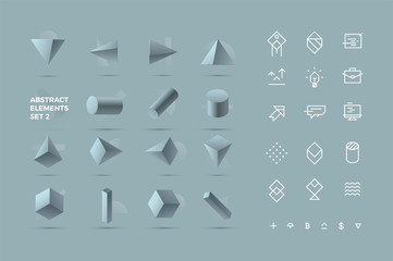 Abstract Realistic 3D Objects and Icons 