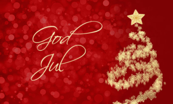 Merry Christmas card with greeting in Swedish or Norwegian: "God Jul"