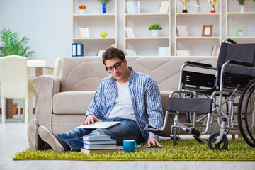 Young student studying at home