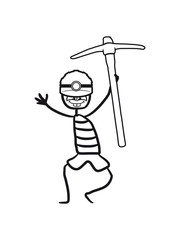 mann fröhlich junge helm lich taschenlampe sicherheit schutz logo pickaxe spitzhacke abbauen bergbau hammer axt werkzeug bergarbeiter