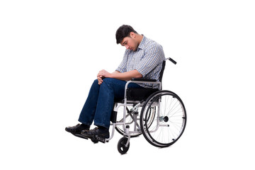 Obraz premium Man on wheelchair isolated on white background