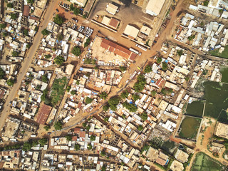 Fototapeta premium Aerial Drone view of niarela Quizambougou Niger Bamako Mali