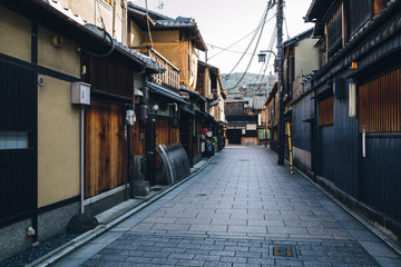 Japanese old traditional wooden house in Gion street, Kyoto