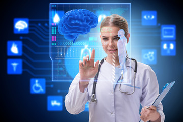 Woman doctor in telemedicine futuristic concept