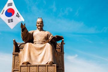 The statue of King Sejong in Seoul, Korea