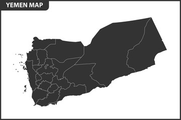 The detailed map of Yemen with regions or states. Administrative division.