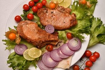 Skewers of pork meat