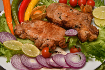 Skewers of pork meat