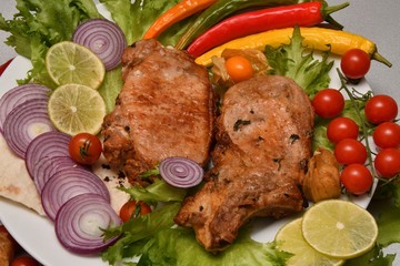 Skewers of pork meat
