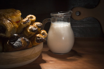 Sweet pastries and milk