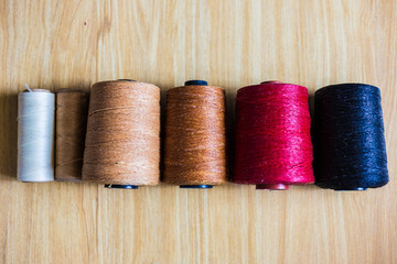 Colorful many wax thread leather work object