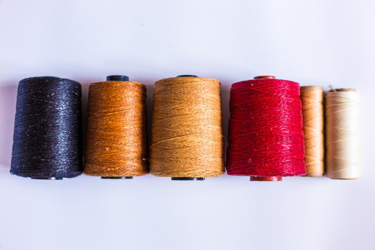 Colorful many wax thread leather work object