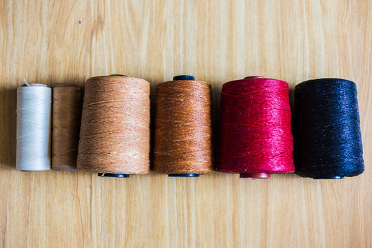 Colorful many wax thread leather work object