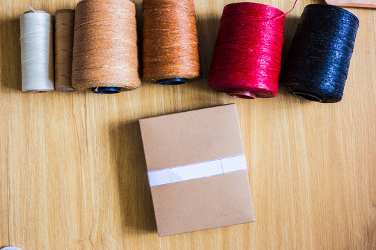 Colorful many wax thread leather work object
