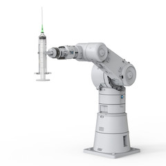 robotic hand holding syringe