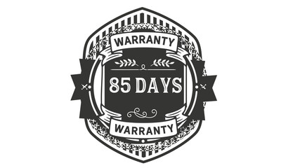 85 days black warranty icon stamp