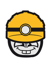 gesicht kopf mann fröhlich junge helm lich taschenlampe sicherheit schutz logo pickaxe spitzhacke abbauen bergbau hammer axt werkzeug bergarbeiter