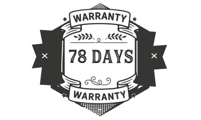 78 days black warranty icon stamp