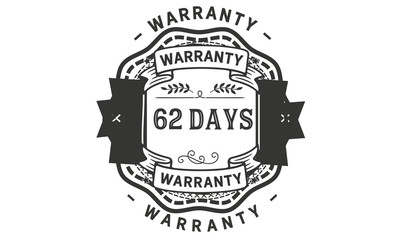 62 days warranty icon stamp