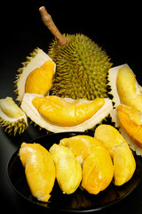 Durian - King of fruit in black background - 208562172