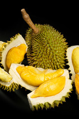 Durian - King of fruit in black background