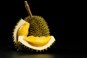 Durian - King of fruit in black background