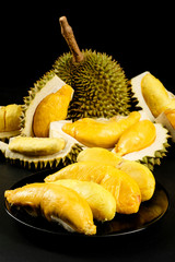 Durian - King of fruit in black background