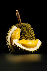 Durian - King of fruit in black background