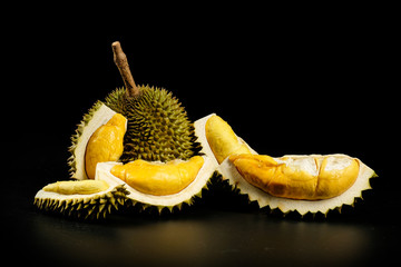 Durian - King of fruit in black background