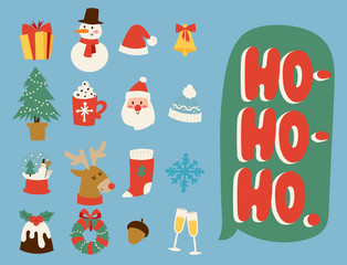 Christmas icons vector symbols for greeting card winter new year celebration design.