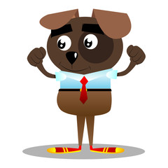 Cartoon illustrated happy business dog.