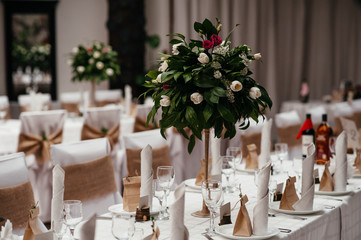 Beautiful wedding decorations for a celebratory table.