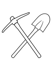 duo kreuz 2 schaufel graben schaufeln pickaxe spitzhacke abbauen bergbau hammer axt werkzeug bergarbeiter