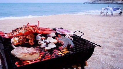 Seafood Grilled on the beach