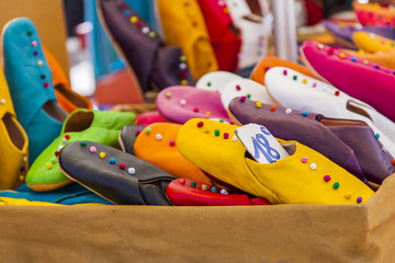 Aix-en-Provence, FRANCE, on March 6, 2018. Traditional craft leather products from Provence on a...